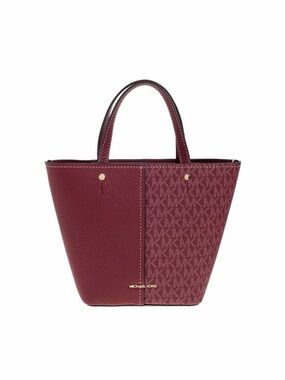 Michael Kors Two-Tone Burgundy Signature Satchel Bag